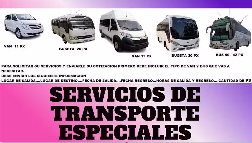 Transporte Especial: Traslados, Tours Tur&iacute;sticos, Viajes, Paseos y Excursiones en Buses, Vans y Vuelos Charter.&iexcl;Alojamiento